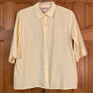 NWOT Vintage 90s American Sweetheart 3/4 Sleeve Top Blouse Yellow Size L Large